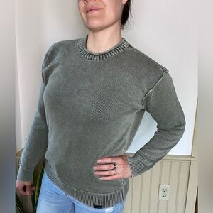 Hollister Y2K Knit Crewneck Sweater S Sage Green Fall Autumn Preppy School Top